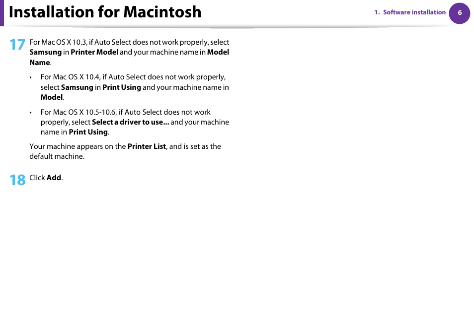 Installation for macintosh | Samsung ML-331X User Manual | Page 109 / 245