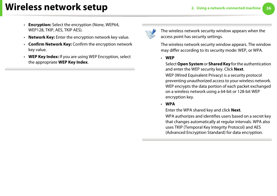 Wireless network setup | Samsung ML-331X User Manual | Page 139 / 245