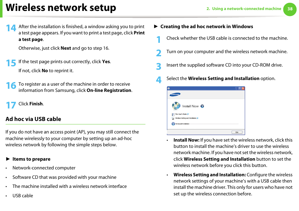 Wireless network setup | Samsung ML-331X User Manual | Page 141 / 245