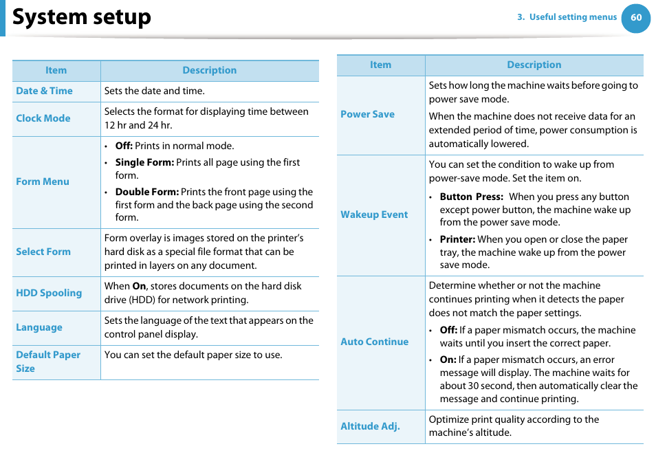 System setup | Samsung ML-331X User Manual | Page 163 / 245