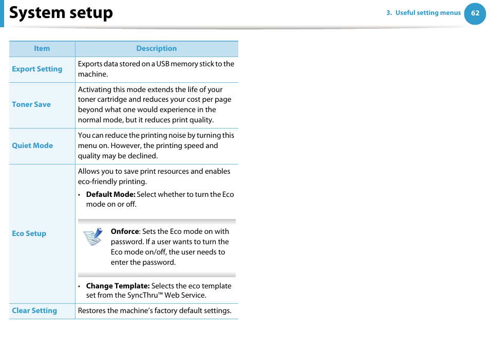 System setup | Samsung ML-331X User Manual | Page 165 / 245