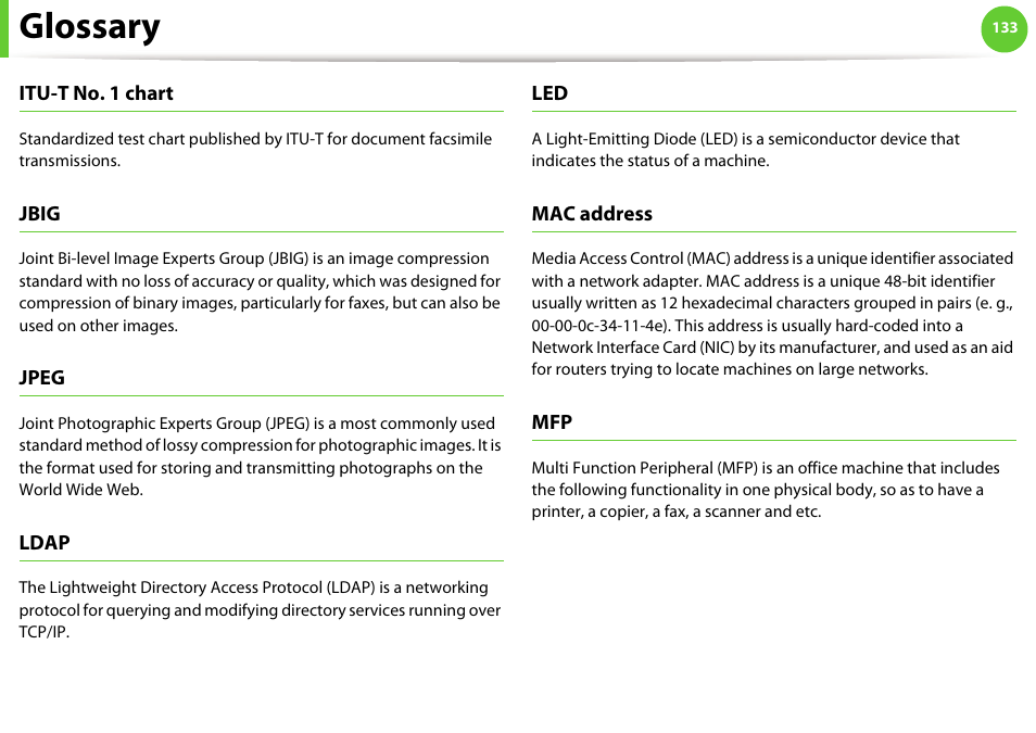 Glossary | Samsung ML-331X User Manual | Page 237 / 245