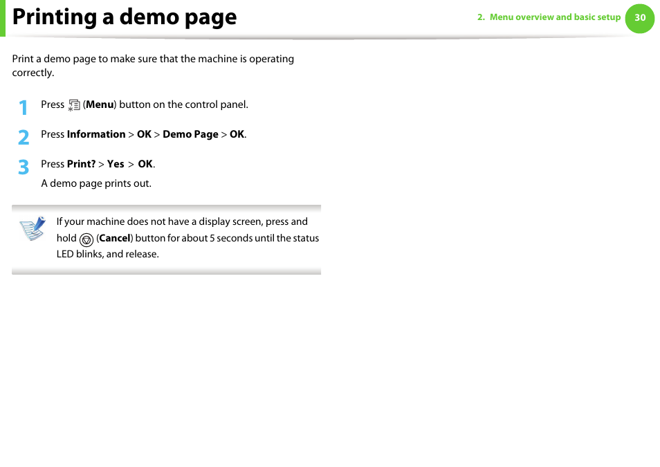 Printing a demo page | Samsung ML-331X User Manual | Page 28 / 245