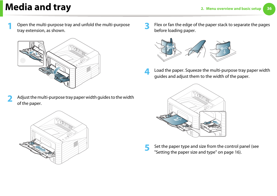 Media and tray | Samsung ML-331X User Manual | Page 34 / 245