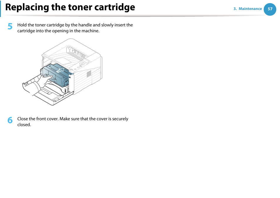 Replacing the toner cartridge | Samsung ML-331X User Manual | Page 55 / 245