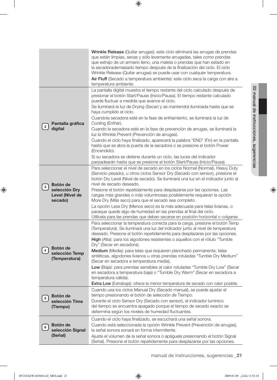 Samsung DV209AE User Manual | Page 55 / 68