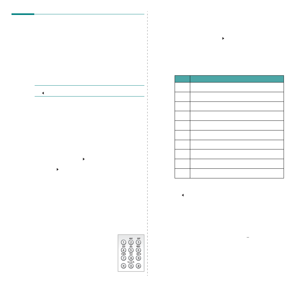 Entering characters using the number keypad, Setting the machine id, Entering characters using the | Number keypad, Setting the machine id (only for scx-4521f/ scx, 4521fr) | Samsung SCX-4321 User Manual | Page 24 / 118