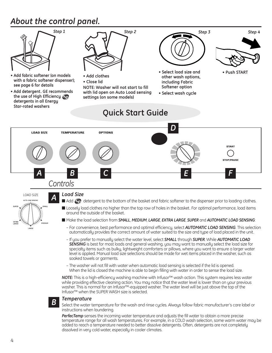 Control panel, Control settings, Control panel control settings , 5 | Quick start guide about the control panel, Controls | Samsung DVD-V80 User Manual | Page 4 / 24