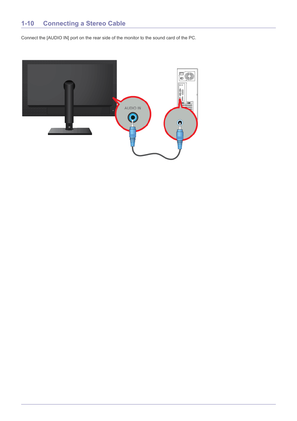 10 connecting a stereo cable | Samsung SyncMaster TC240 User Manual | Page 12 / 19