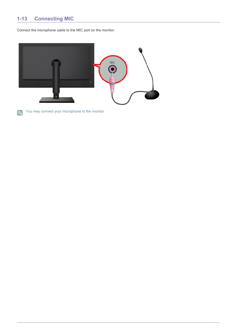 13 connecting mic | Samsung SyncMaster TC240 User Manual | Page 15 / 19