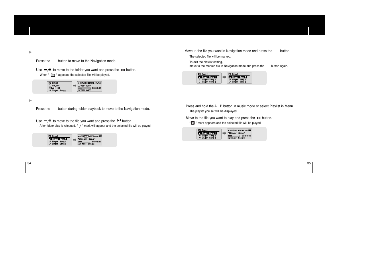 Setting playlist, Setting playlist using navigation | Samsung YP-C1 H User Manual | Page 18 / 28
