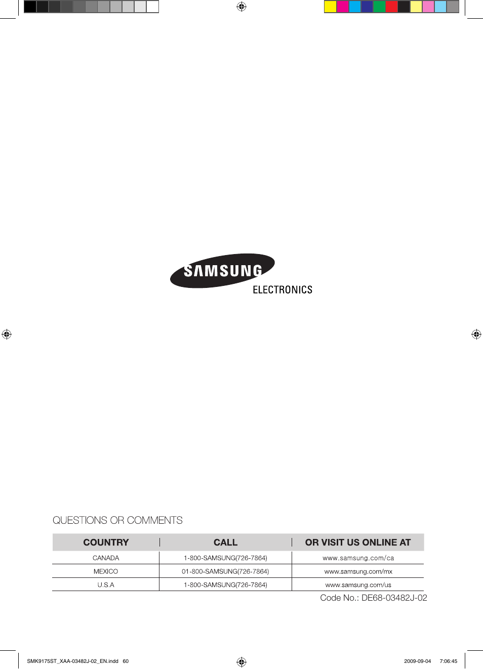 Samsung SMK9175ST User Manual | Page 60 / 60