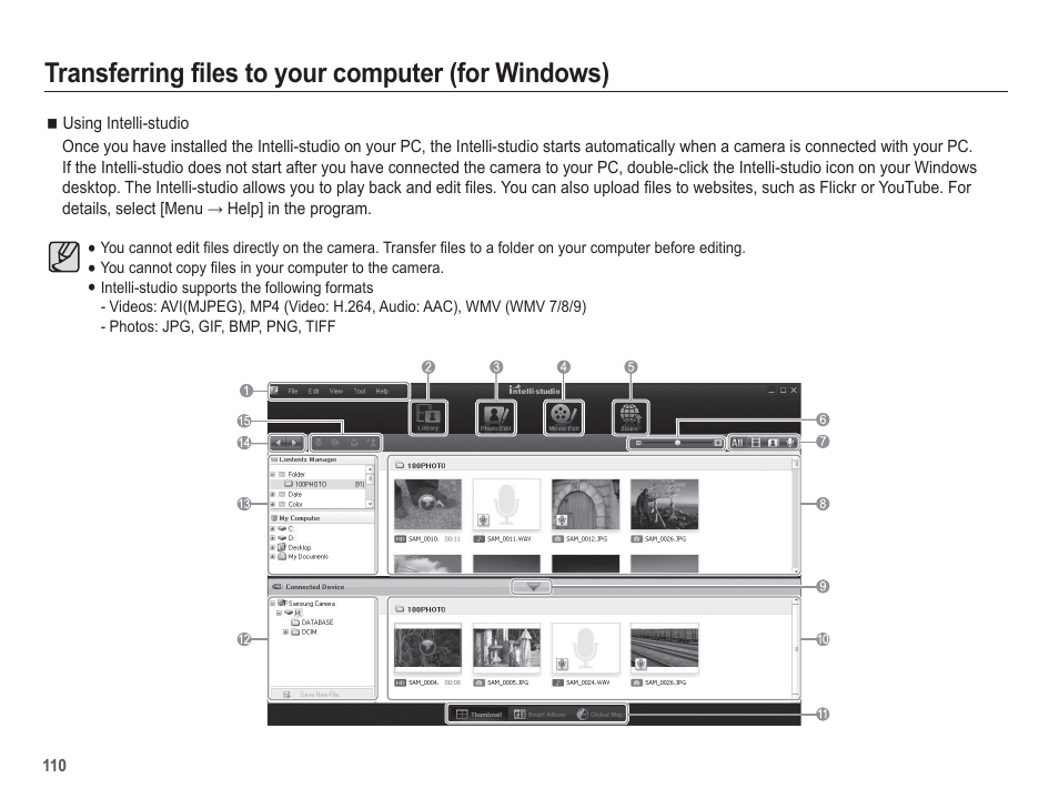 Transferring files to your computer (for windows) | Samsung WB5500 User Manual | Page 111 / 120