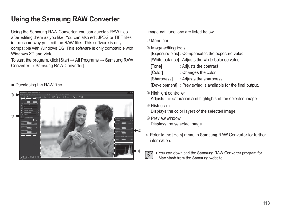 Using the samsung raw converter | Samsung WB5500 User Manual | Page 114 / 120