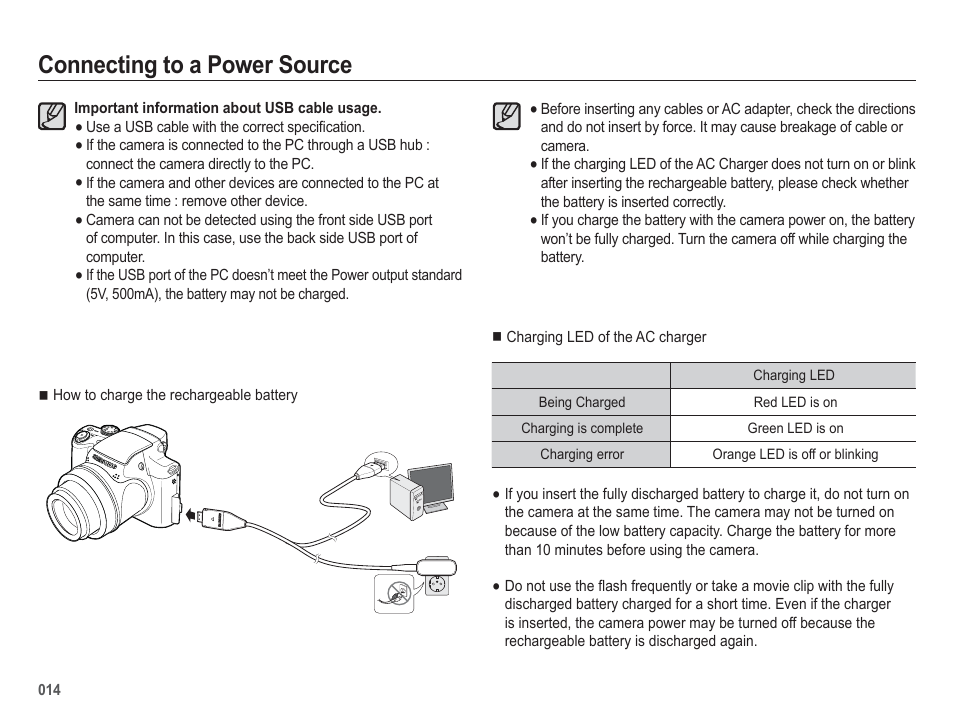 Connecting to a power source | Samsung WB5500 User Manual | Page 15 / 120