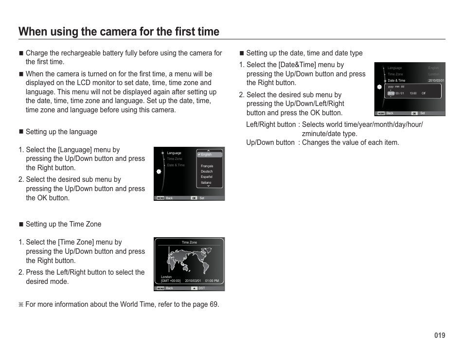 When using the camera for the fi rst time | Samsung WB5500 User Manual | Page 20 / 120