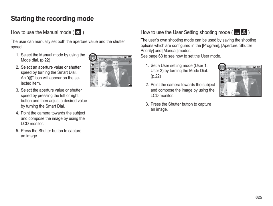 Starting the recording mode | Samsung WB5500 User Manual | Page 26 / 120