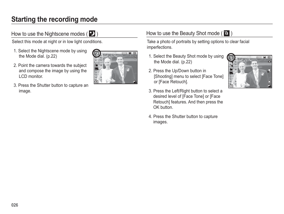 Starting the recording mode | Samsung WB5500 User Manual | Page 27 / 120