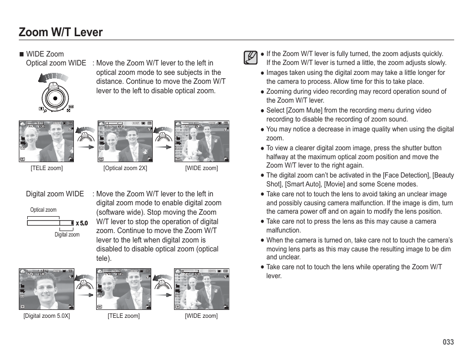 Zoom w/t lever | Samsung WB5500 User Manual | Page 34 / 120