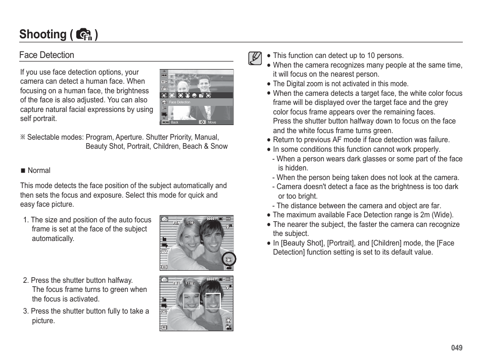 Shooting ( ) | Samsung WB5500 User Manual | Page 50 / 120