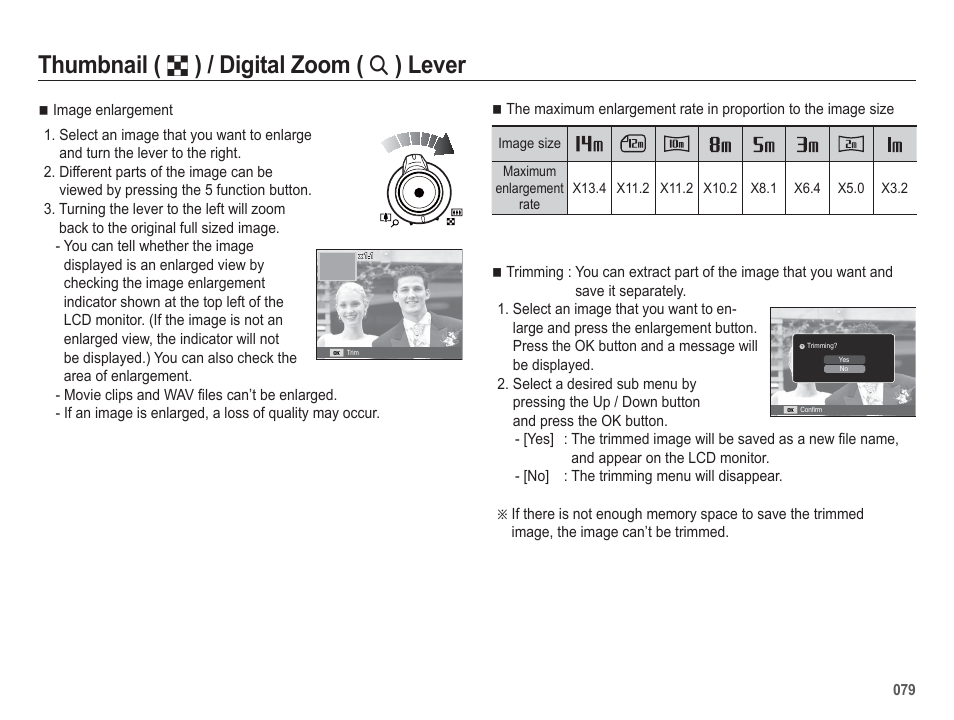 Thumbnail, Digital zoom, Lever | Samsung WB5500 User Manual | Page 80 / 120
