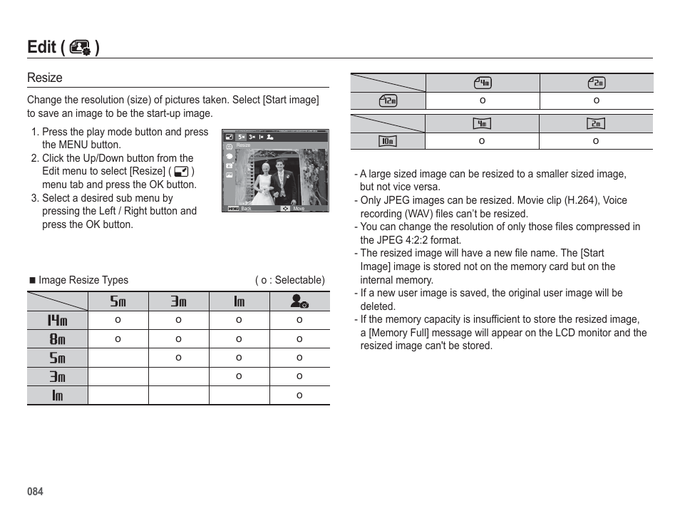 Edit ( ) | Samsung WB5500 User Manual | Page 85 / 120