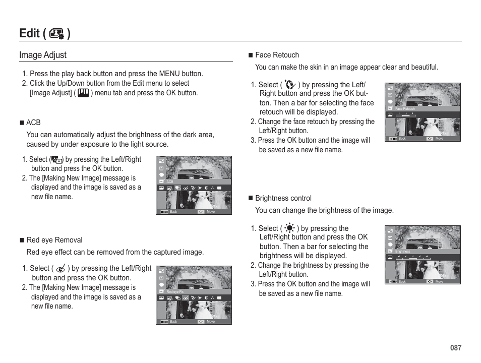 Edit ( ), Image adjust | Samsung WB5500 User Manual | Page 88 / 120