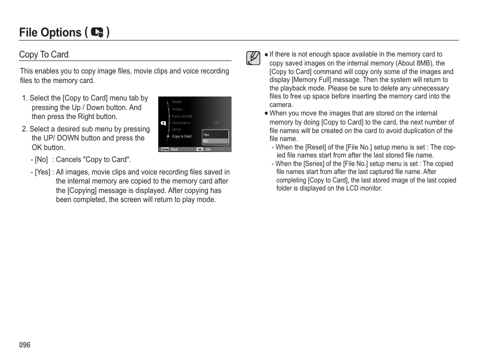 File options ( ), Copy to card | Samsung WB5500 User Manual | Page 97 / 120