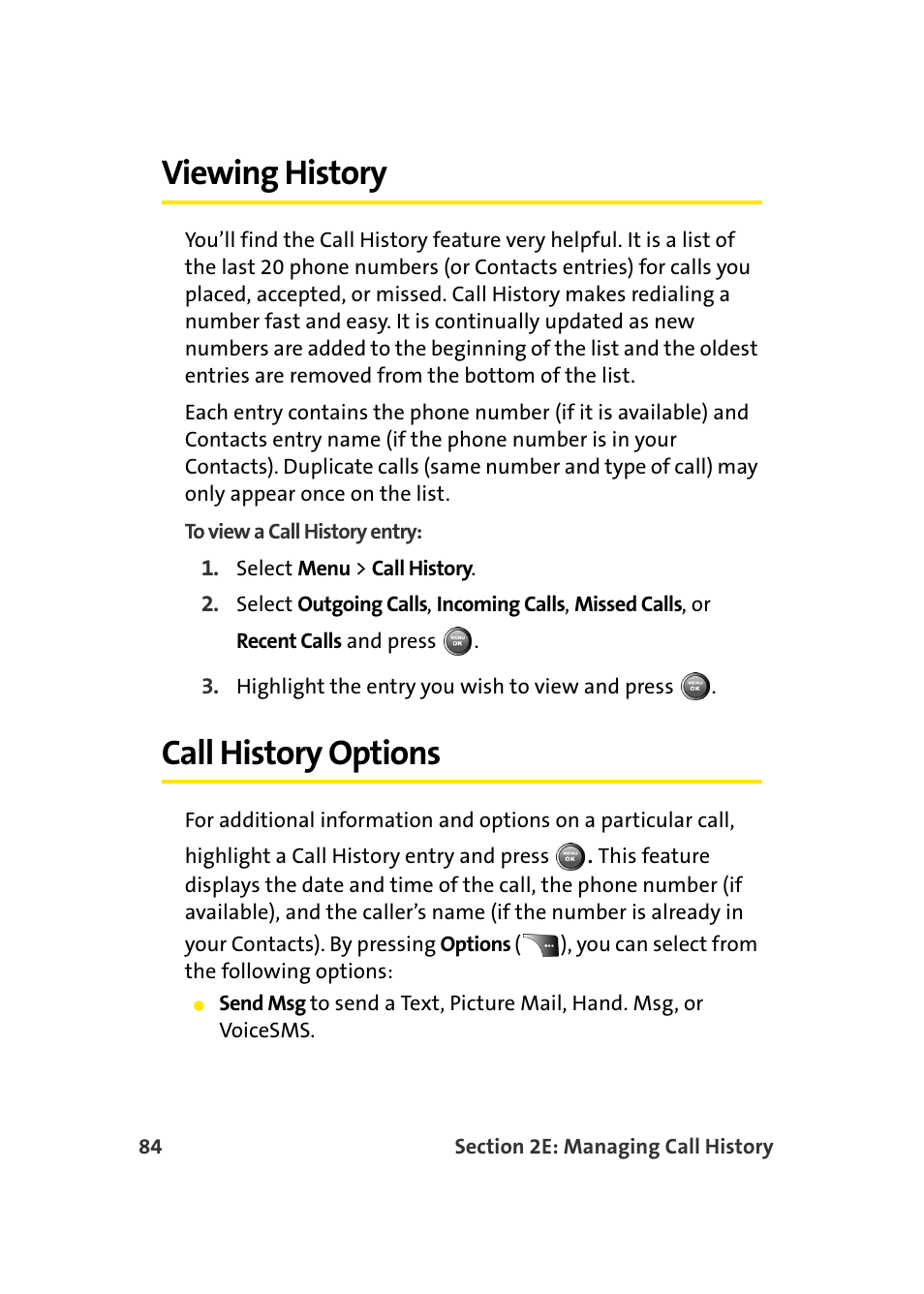 Viewing history, Call history options | Samsung A900 User Manual | Page 108 / 272