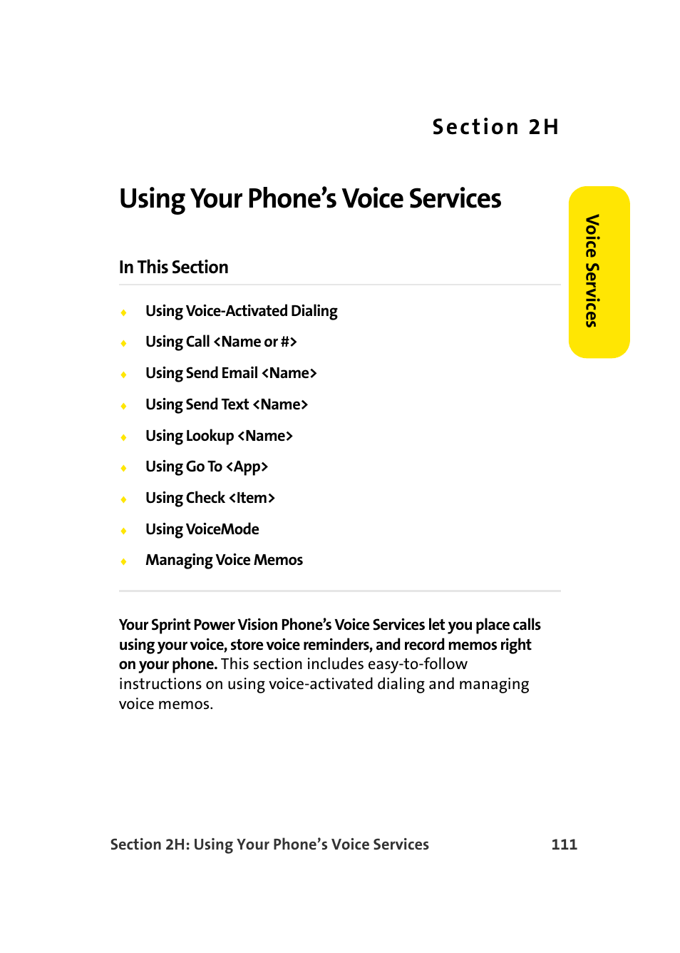 Using your phone’s voice services, 2h. using your phone’s voice services, Vo ice ser v ices | Samsung A900 User Manual | Page 135 / 272