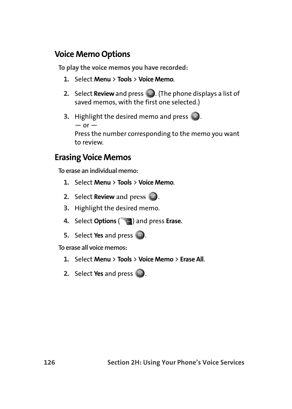 Voice memo options, Erasing voice memos | Samsung A900 User Manual | Page 150 / 272