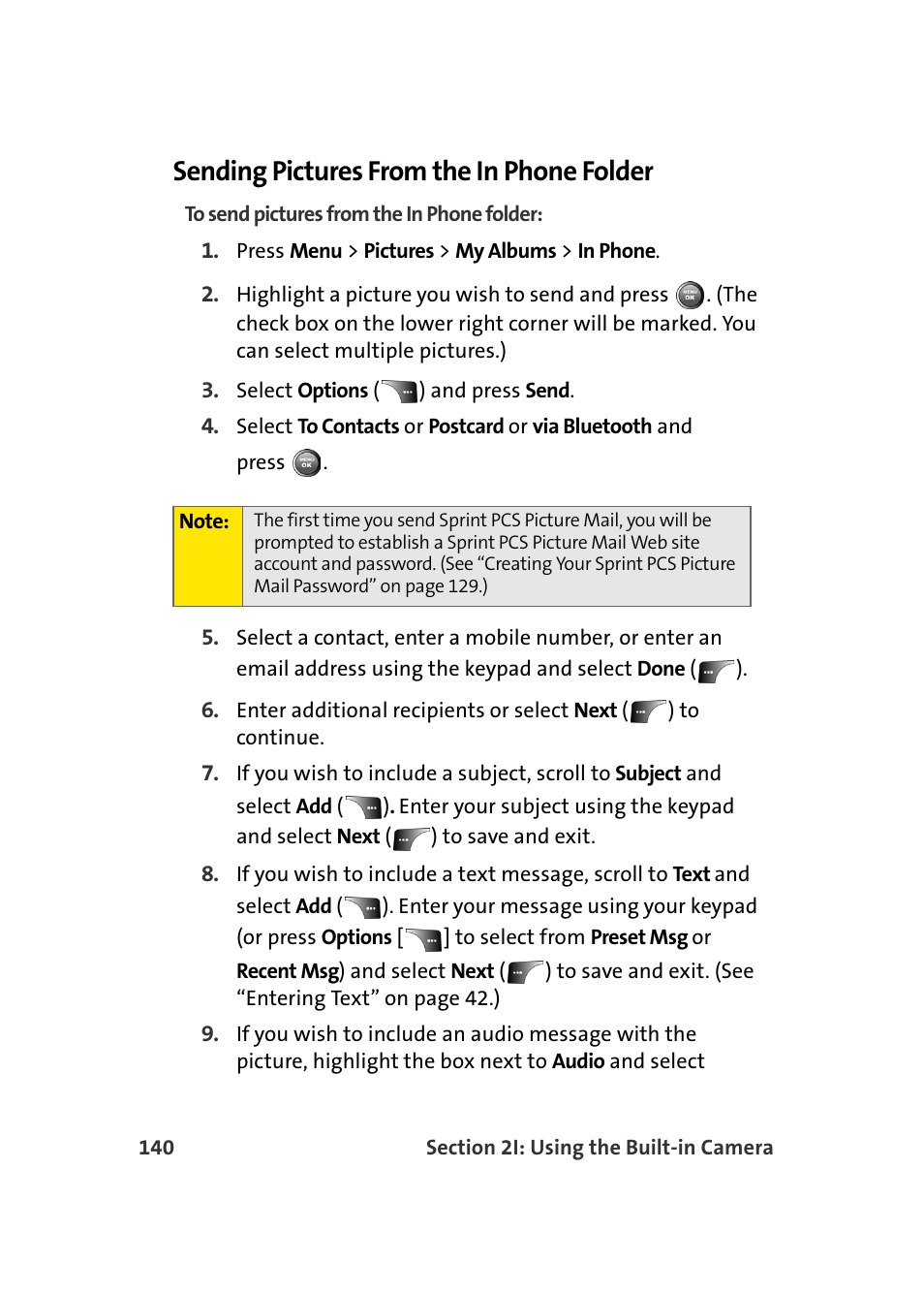 Sending pictures from the in phone folder | Samsung A900 User Manual | Page 164 / 272