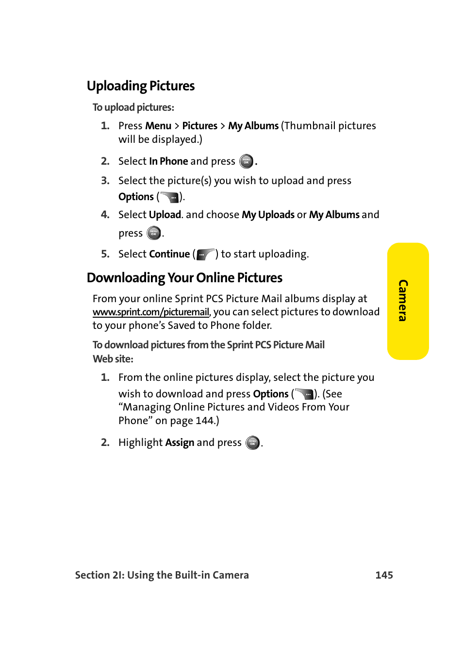 Uploading pictures, Downloading your online pictures | Samsung A900 User Manual | Page 169 / 272