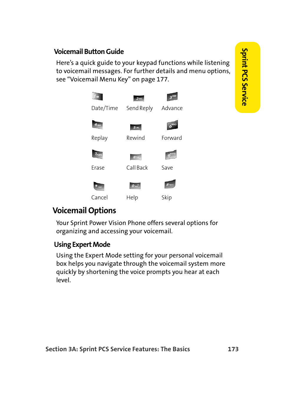 Voicemail options, Sprin t pcs se rv ice | Samsung A900 User Manual | Page 197 / 272