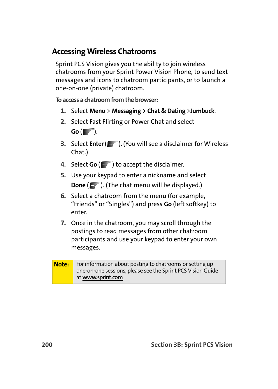 Accessing wireless chatrooms | Samsung A900 User Manual | Page 224 / 272