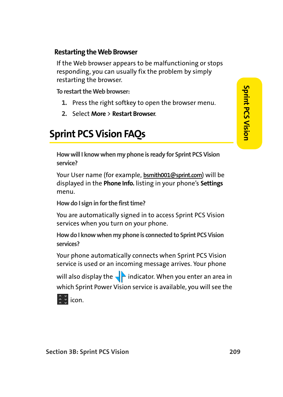 Sprint pcs vision faqs | Samsung A900 User Manual | Page 233 / 272