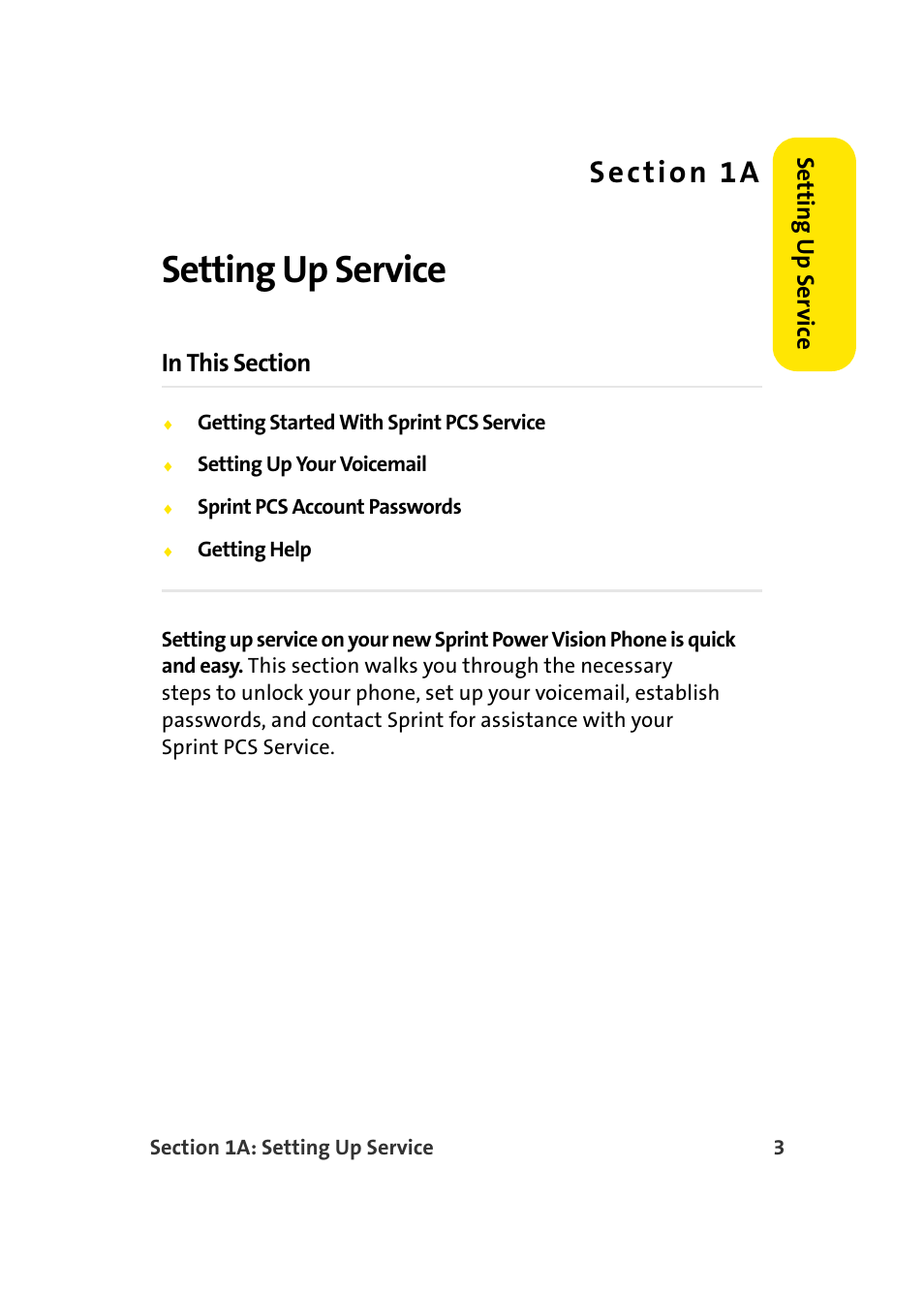 Setting up service, 1a. setting up service | Samsung A900 User Manual | Page 27 / 272
