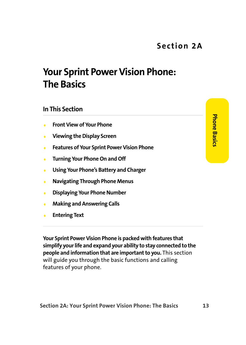 Your sprint power vision phone: the basics, 2a. your sprint power vision phone: the basics | Samsung A900 User Manual | Page 37 / 272
