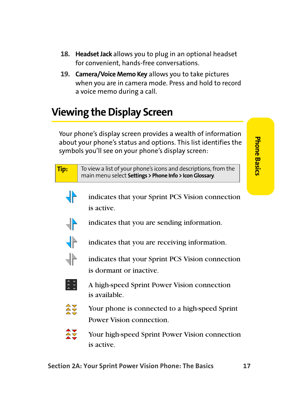 Viewing the display screen | Samsung A900 User Manual | Page 41 / 272