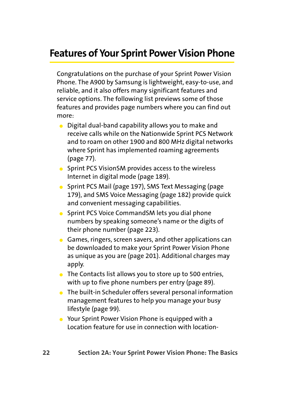 Features of your sprint power vision phone | Samsung A900 User Manual | Page 46 / 272