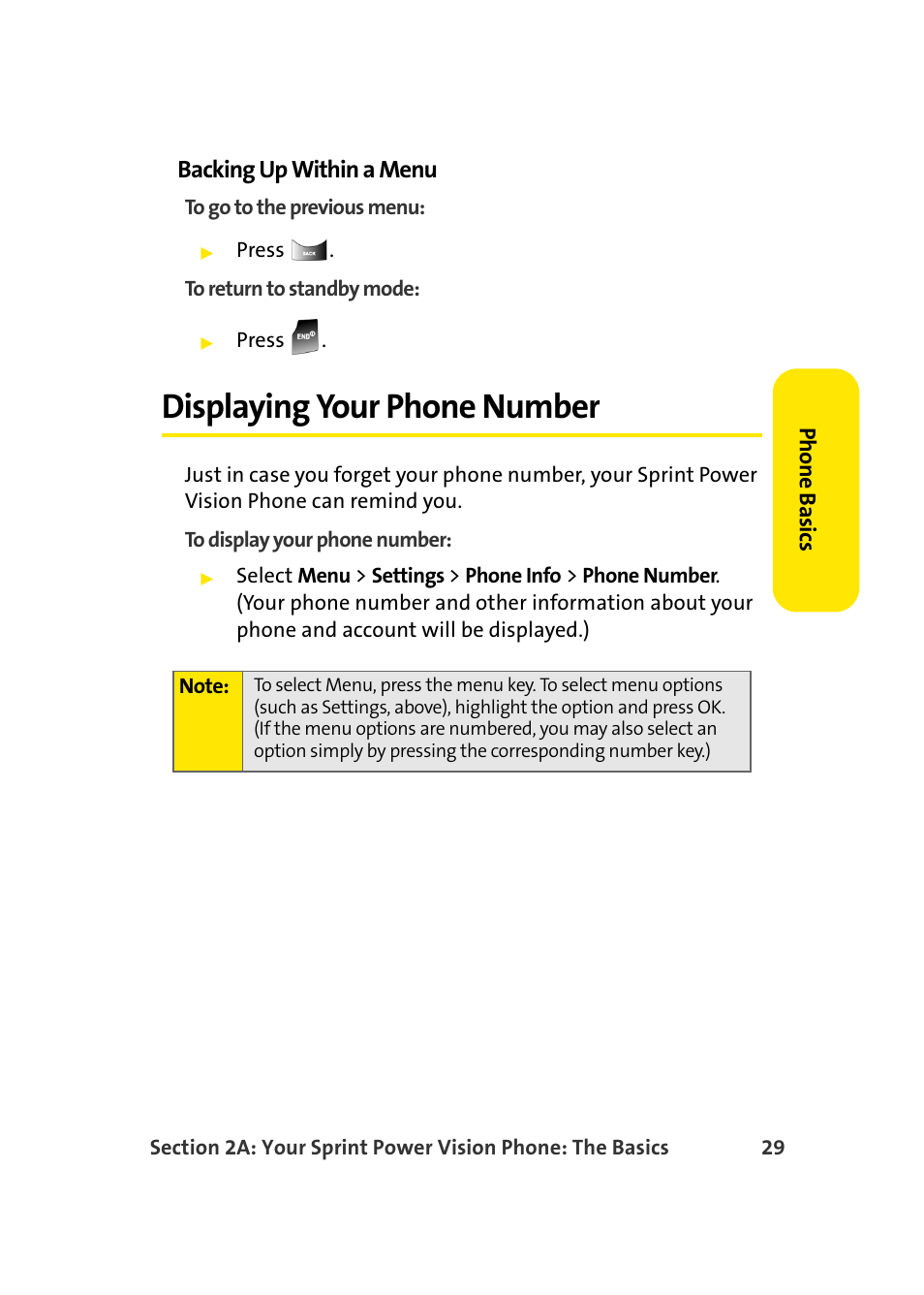 Displaying your phone number, Backing up within a menu | Samsung A900 User Manual | Page 53 / 272