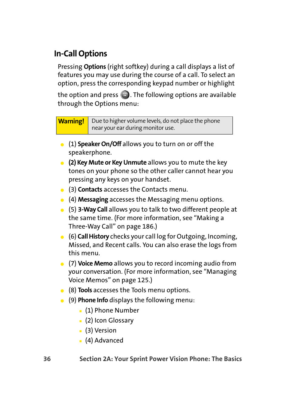 In-call options | Samsung A900 User Manual | Page 60 / 272