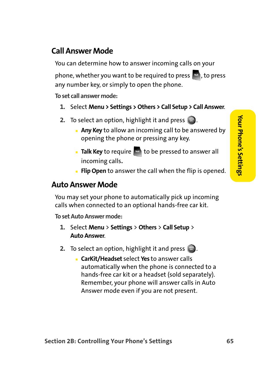 Call answer mode, Auto answer mode | Samsung A900 User Manual | Page 89 / 272