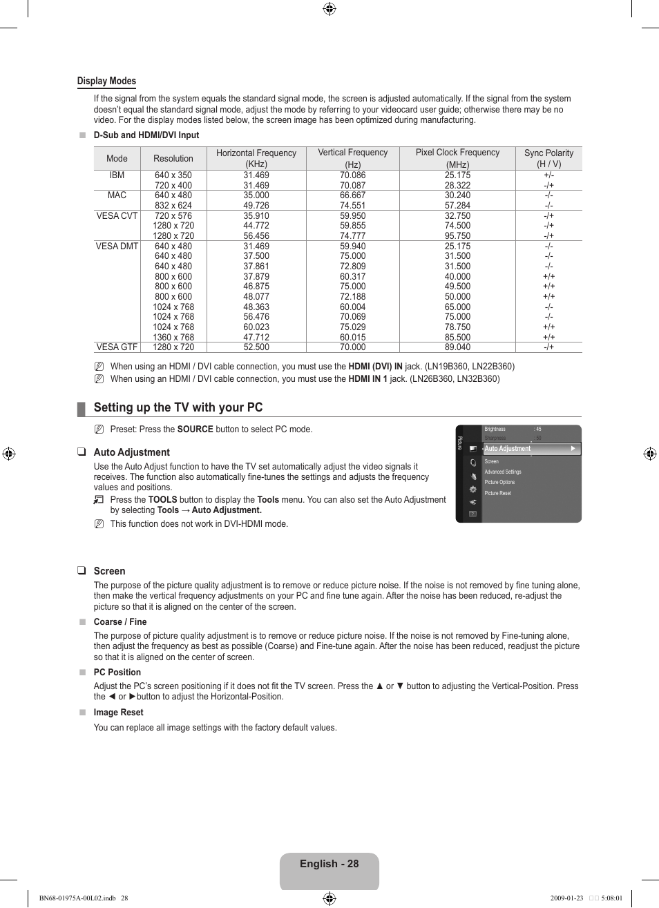 Setting up the tv with your pc | Samsung BN68-01975A-01 User Manual | Page 30 / 93