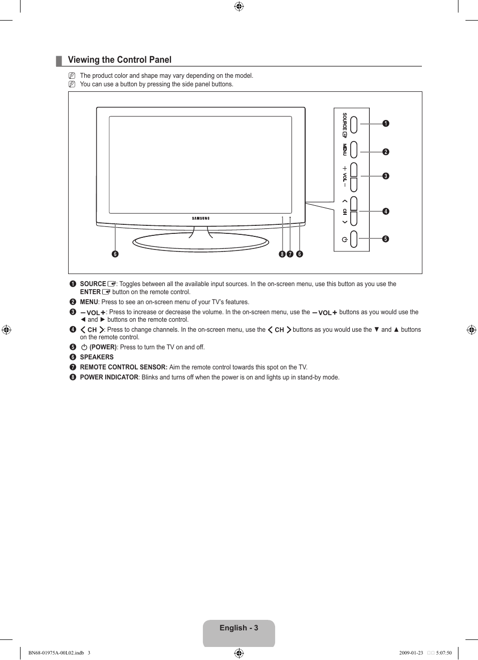 Viewing the control panel | Samsung BN68-01975A-01 User Manual | Page 5 / 93