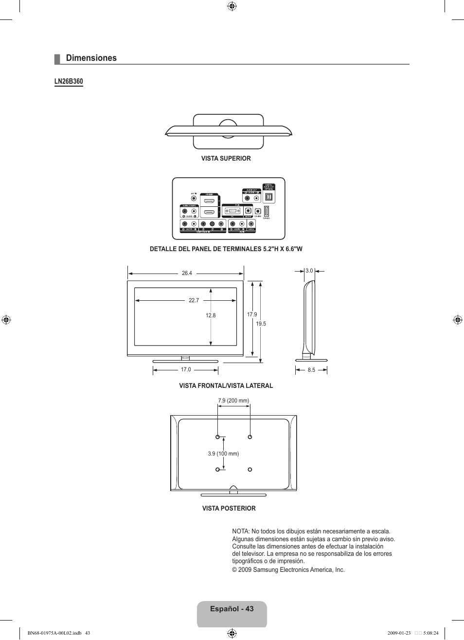 Dimensiones | Samsung BN68-01975A-01 User Manual | Page 91 / 93