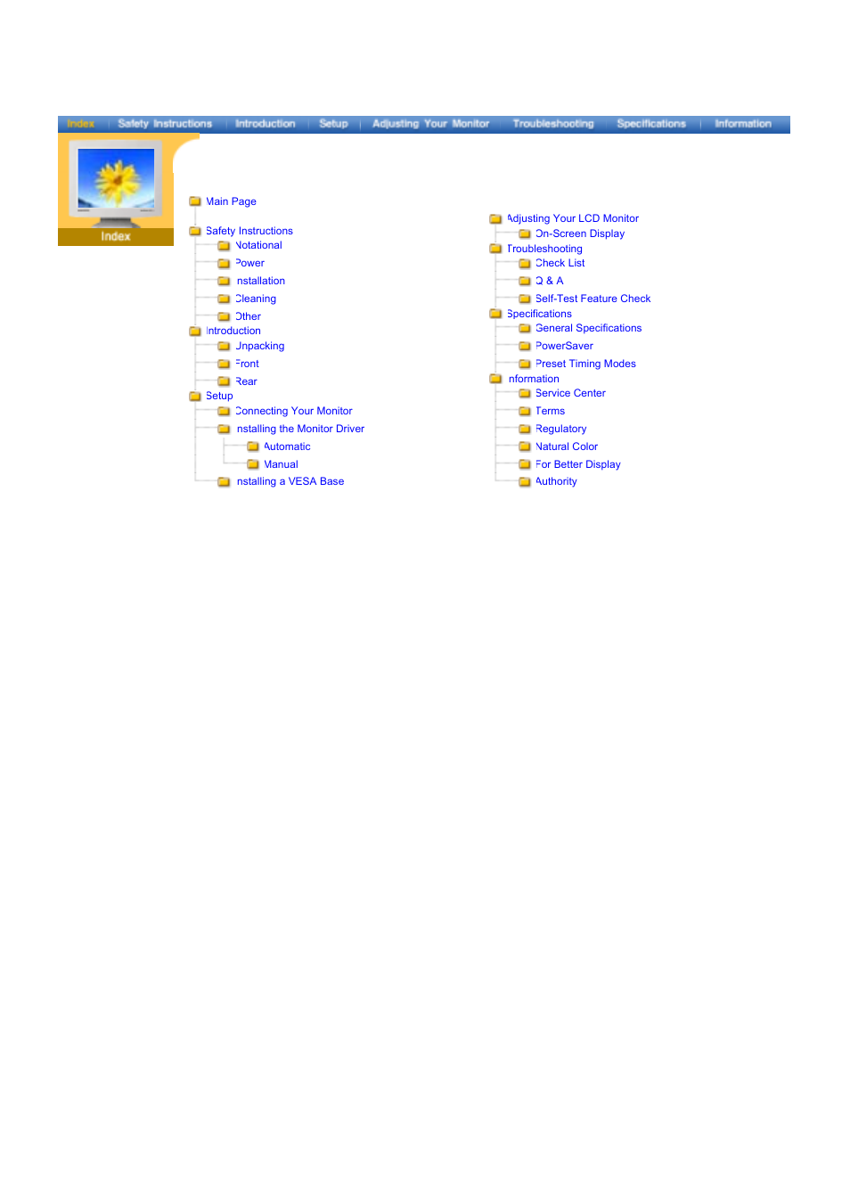 Index | Samsung 173VT User Manual | Page 2 / 41