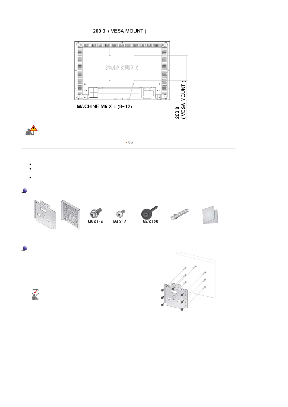 Wall bracket installation | Samsung 320P User Manual | Page 21 / 70