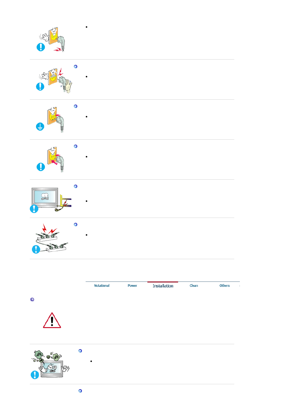 Installation, Clean | Samsung 320P User Manual | Page 3 / 70