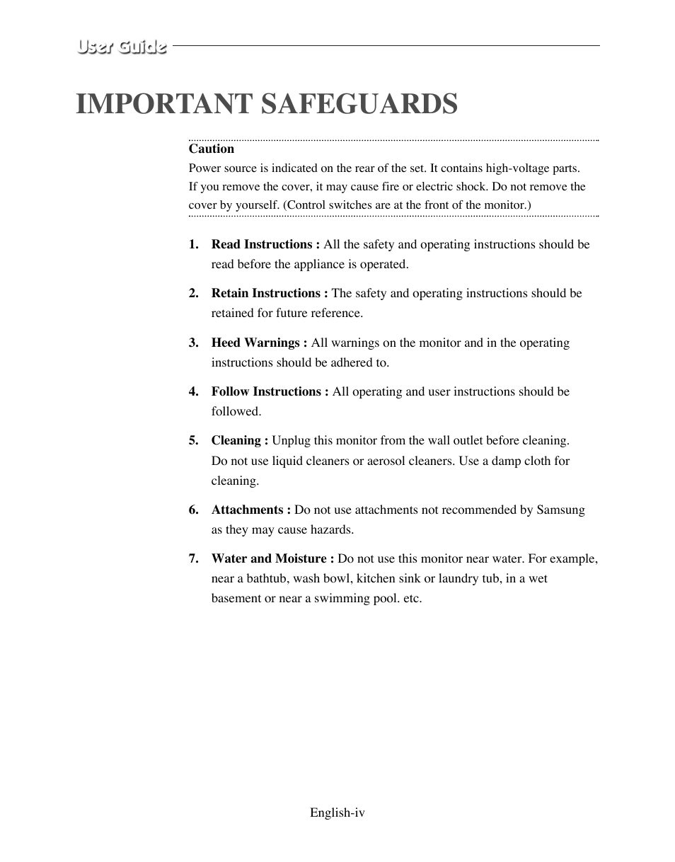 Important safeguards | Samsung SMO-210DN User Manual | Page 4 / 138